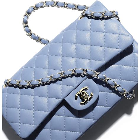 chanel blue classic handbag